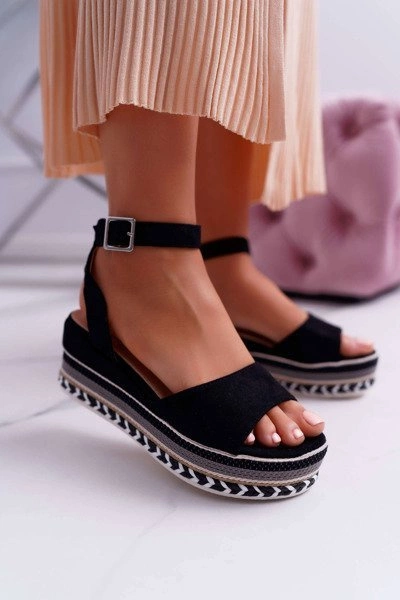 Sandały Damskie Na Platformie Czarne Arielle