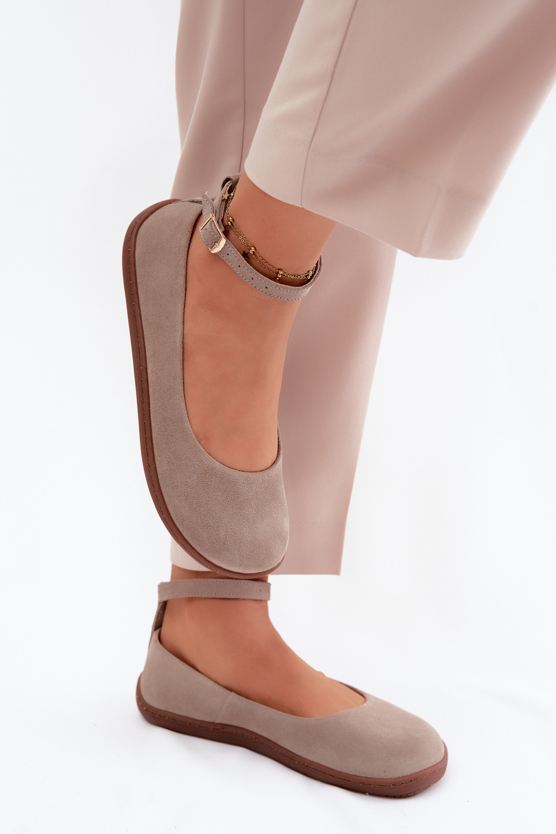 Baleriny Barefoot Z Naturalnego Zamszu Zazoo 020 Cappuccino