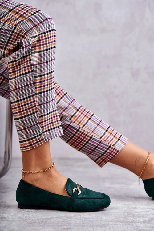 Zamszowe Klasyczne Mokasyny Zielone Roddie