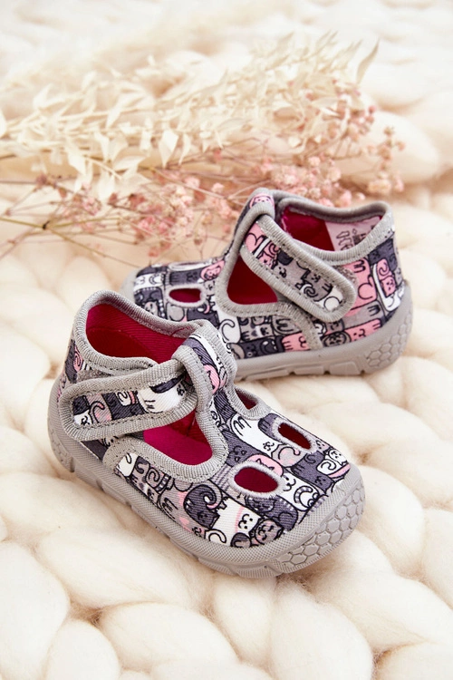 Dziecięce Buty Papcie Befado Kotki 630P001 Szare