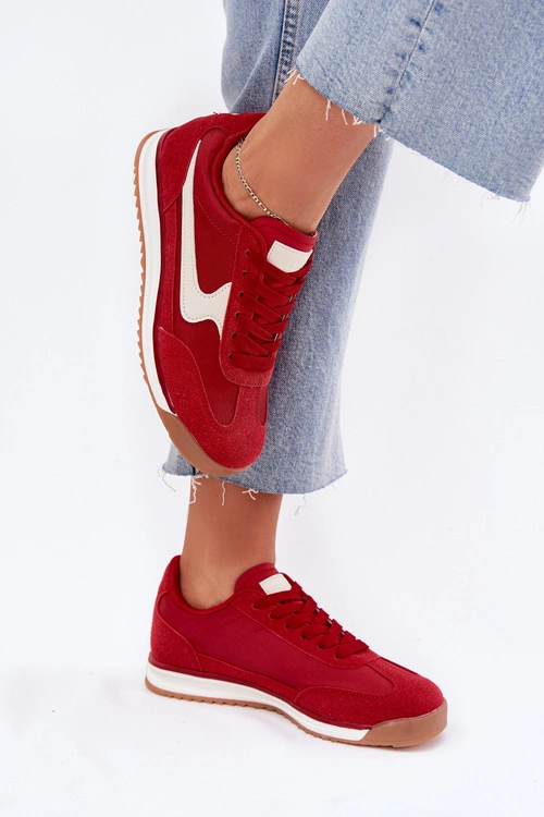 Buty Sportowe Sneakersy Damskie Czerwone Zerina