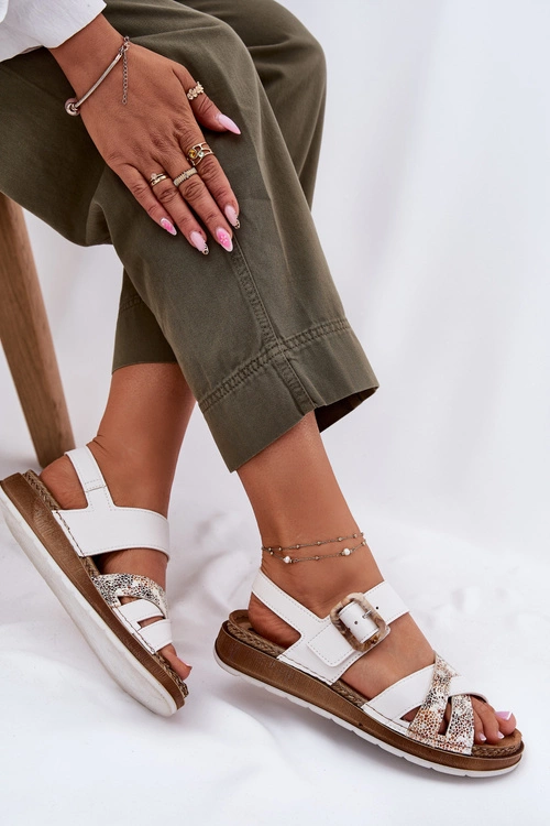 Sandały Damskie Z Klamrą Inblu GS000056 Białe