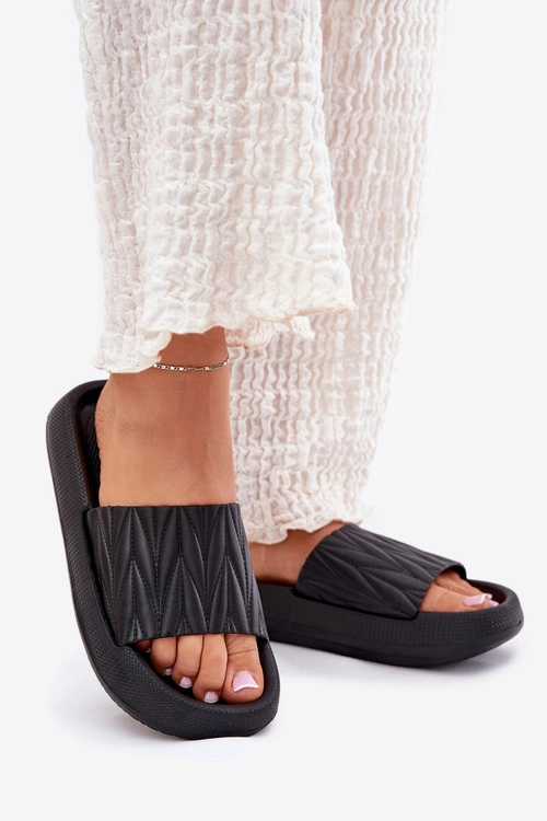 Klapki Damskie Piankowe Na Platformie Czarne Vanesha