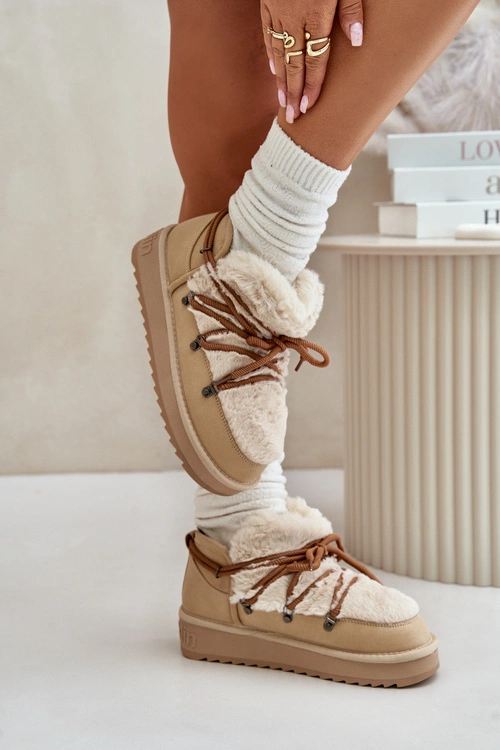 Niskie Śniegowce Na Platformie Z Futerkiem D.Franklin DFSH370011 Beżowe
