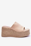 Damskie Klapki Na Koturnie I Platformie Beżowe Ysabel