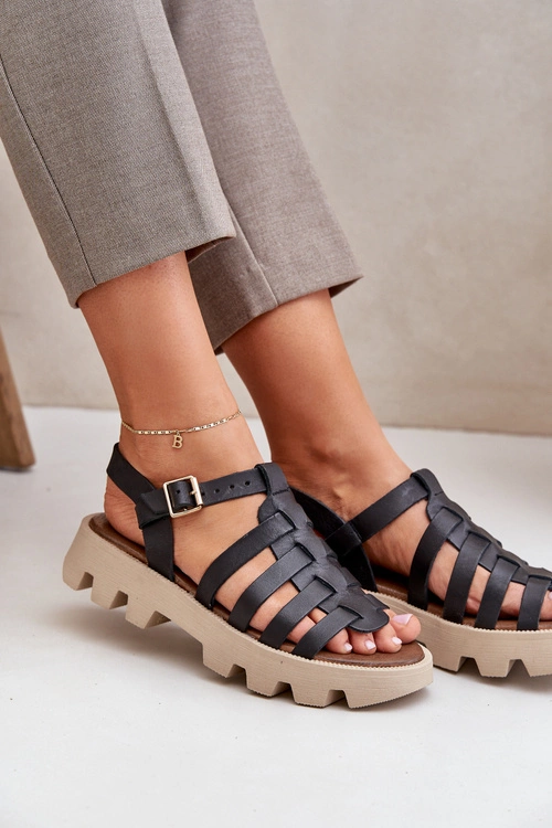 Skórzane Sandały Damskie Zazoo 3695 Czarne