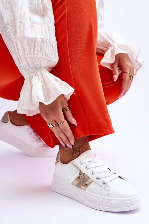 Damskie Sneakersy Biało-Złote Diahna