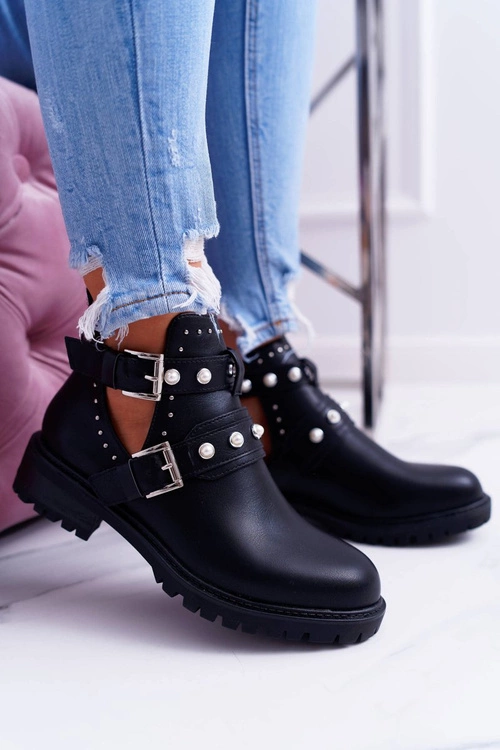 Czarne Botki z Wycięciami Cadenza