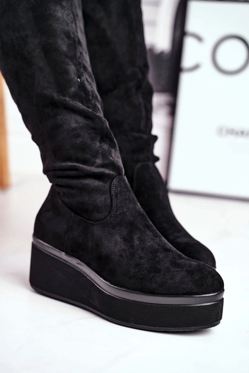 Kozaki damskie Sergio Leone na platformie czarne BT732