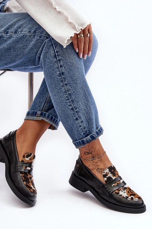 Skórzane Półbuty Mokasyny Damskie Maciejka 06250-01 Czarne