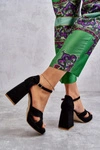 Damskie Zamszowe Sandały Na Obcasie Lewski Shoes 3221 Czarne