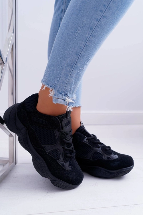 Sportowe Damskie Buty Przewiewna Tkanina Czarne Thai