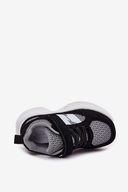 Buty Sportowe Sneakersy Dziecięce Na Rzep Czarno-Szare Selinea