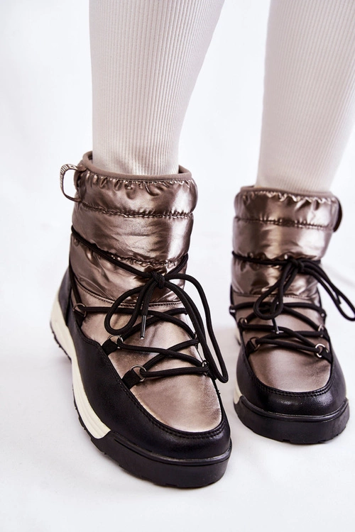 Damskie Śniegowce Memory Foam Big Star KK274275 Srebrno-Czarne