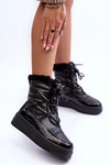 Śniegowce Sznurowane Damskie Z Futerkiem Czarne Lexxina