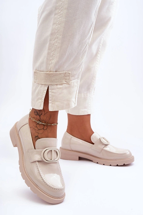 Lakierowane Mokasyny Na Platformie Beżowe Jarren