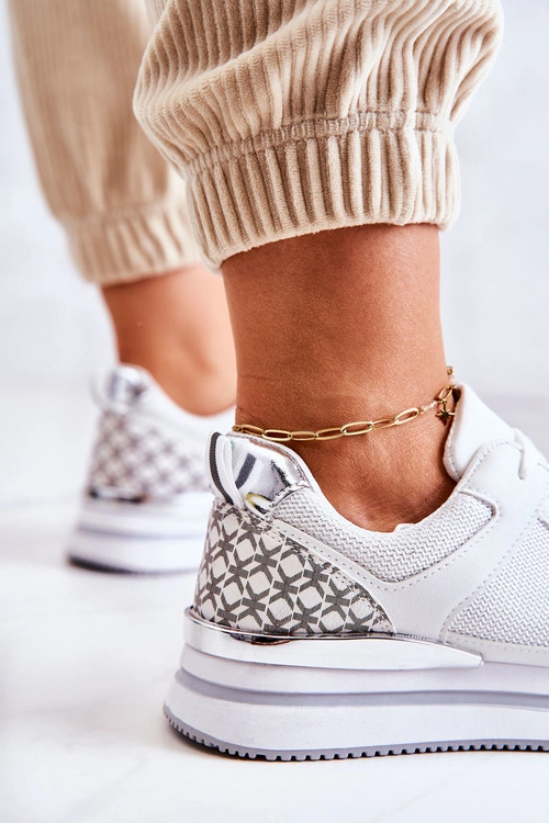 Damskie Klasyczne Buty Sportowe Na Koturnie Białe Advanced