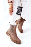 Skórzane Botki Sztyblety Nicole Brązowe Brace