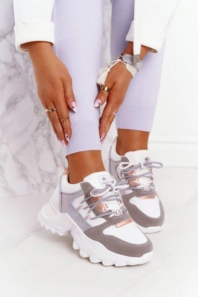 Damskie Sneakersy Na Masywnej Podeszwie Białe Power