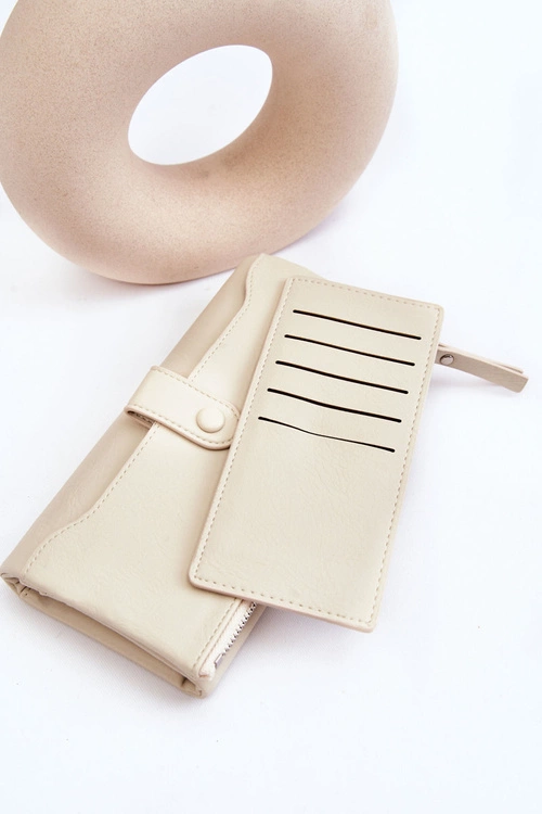 Damski Duży Pojemny Portfel Beżowy Evina
