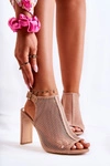 Modne Sandały Na Słupku Na Sprzączkę Beżowe Semira