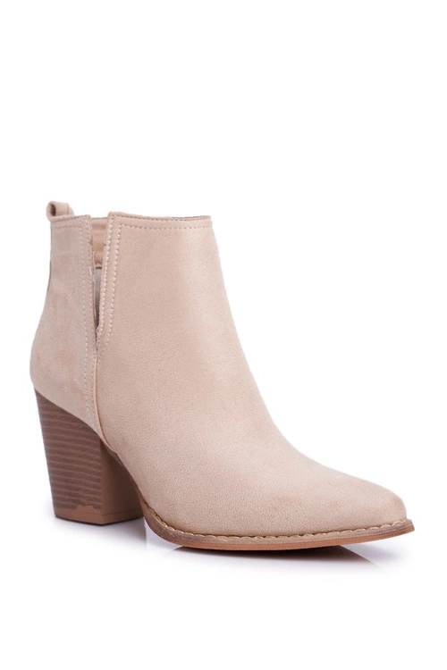 Botki Damskie Na Słupku Beżowe Elaine