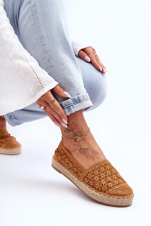 Damskie Ażurowe Espadryle Camel One Lover