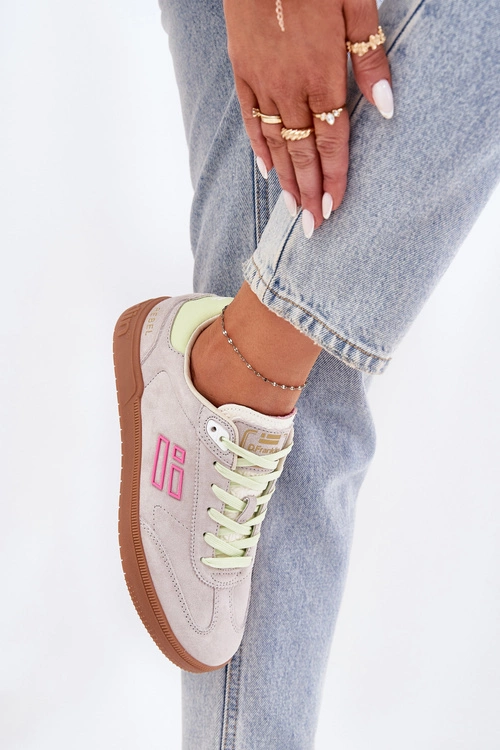 Zamszowe Buty Sportowe Sneakersy Damskie D.Franklin DFSH387005 Zgaszona Biel