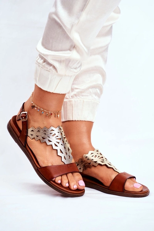 Sandały Damskie Płaskie Sergio Leone Brązowe SK035