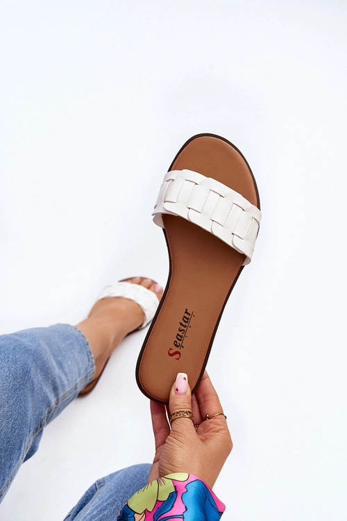 Damskie Klasyczne Klapki Na Płaskim Obcasie Białe Namrita