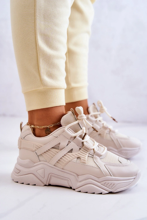 Damskie Sportowe Buty Sneakersy Beżowe Daren
