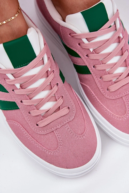 Stylowe Sneakersy Damskie Na Platformie Różowe Silavia