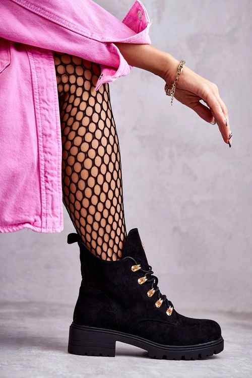 Klasyczne Damskie Zamszowe Botki Czarne Telma