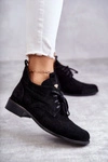 Zamszowe Botki Trzewiki Sznurowane Nicole 2781 Czarne