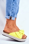 Damskie Klapki Wysokie Żółte Neonowe Mortigo