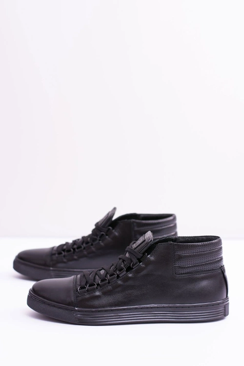 Męskie Skórzane Tenisówki Czarne Torres