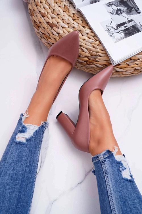 Czółenka Damskie Na Słupku Ciemny Róż Femmini