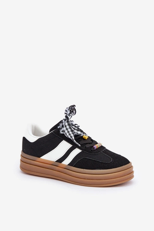 Sneakersy Damskie Z Przypinkami Czarne Jariana