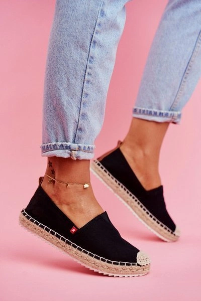 Espadryle Damskie Pleciona Podeszwa Czarne Big Star FF274A498