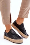 Wiązane Espadryle Na Plecionej Platformie Big Star JJ274396 Czarne