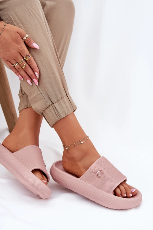 Piankowe Klapki Damskie Na Platformie Z Misiem Vinceza 75210 Różowe