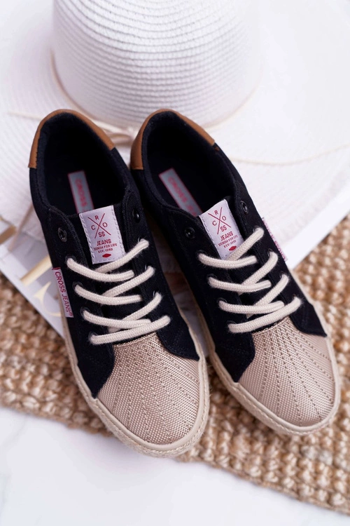 Trampki Damskie Cross Jeans Czarne DD2R4093