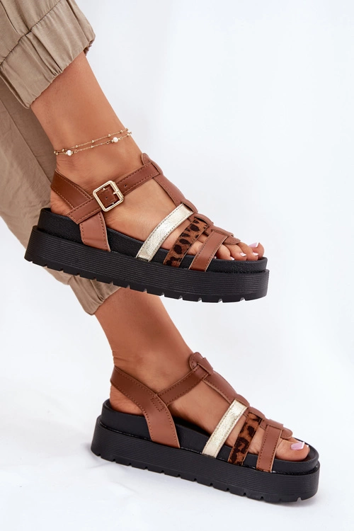 Sandały Damskie Z Paskami Na Platformie Camel Gallari