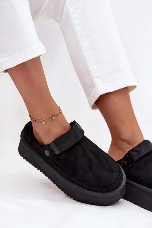 Śniegowce Damskie Na Platformie Z Rzepem Czarne Jorielle