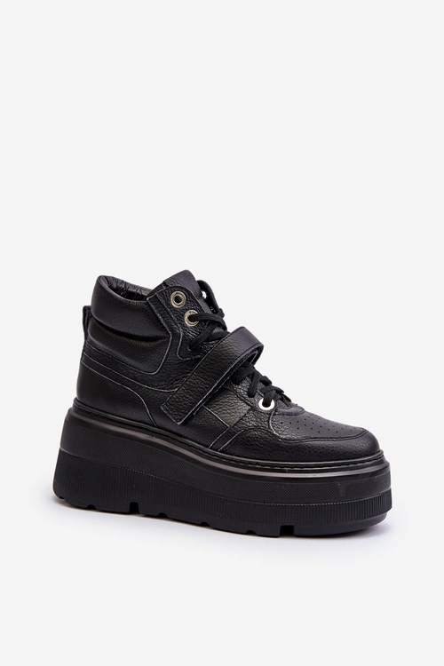 Zazoo 3450 Skórzane Sneakersy Damskie Czarne