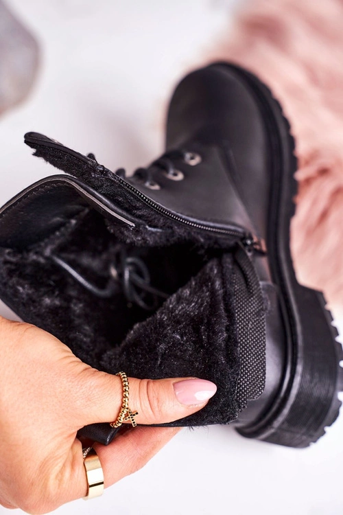 Damskie Workery Botki Ocieplane Futerkiem Czarne Mia