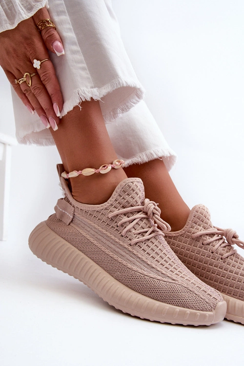 Materiałowe Wsuwane Buty Sportowe Damskie Różowe Nelmarie