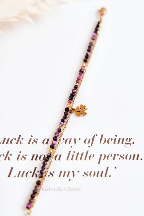 Damska Bransoletka Z Koralikami Czarno-Złota