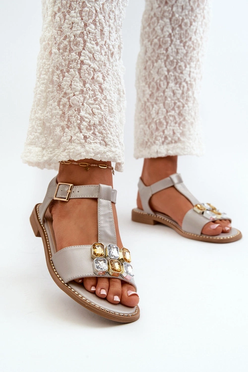 Eleganckie Sandały Damskie Z Ozdobnymi Detalami S.Barski KV27-030 Beżowe