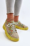 Damskie Skórzane Półbuty Maciejka 05850-09 Limonkowe